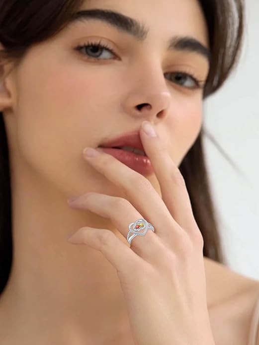 Valentine's Day Gifts for Women Birthstone Rings for Women Heart Statemet Engagement Eternity Wedding Promise Rings Jewelry Anniversary Christmas Valentine Mothers Day Birthday Gifts for Wife Her Girlfriend