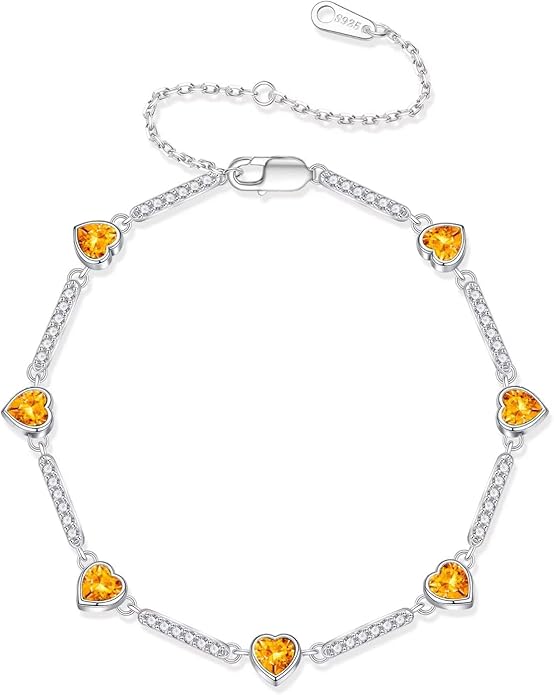 Iefil Valentines Day Gifts for Her - 925 Sterling Silver Heart Charm Link Bracelet, Anniversary Birthday Gifts for Women Wife Mom Girlfriend Daughter, 6"+2"