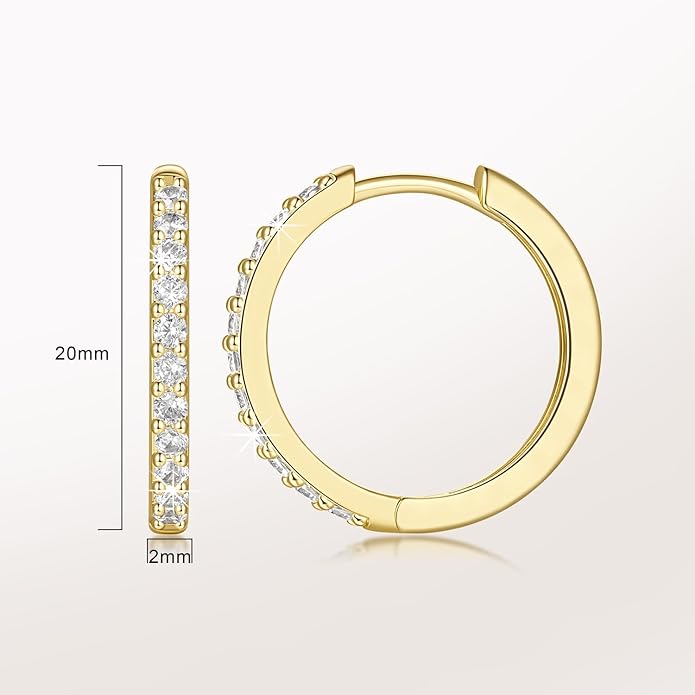 NEARLAND 14K Gold Hoop Earrings for Women 14K Gold Earrings Hypoallergenic Lightweight Small Hoop Earring for Womens with Round Cubic Zirconia Huggie Hoops Earring for Women 12/14/16/20/25/30mm