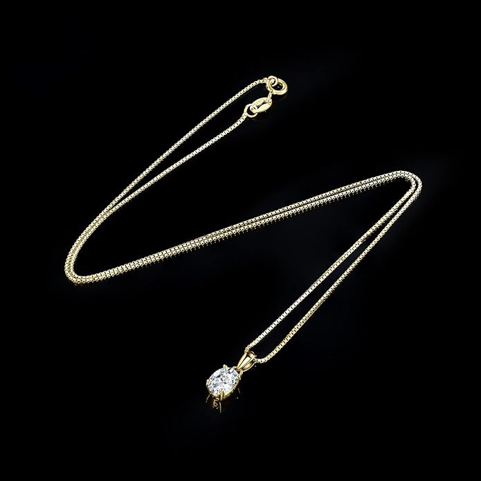 JewelryPalace Oval Cut 1ct 2ct Cubic Zirconia Solitaire Pendant Necklace for Women, 925 Sterling Silver Necklaces for Her, Classic Simulated Diamond Jewelry Set Gift, 18 Inches Chain
