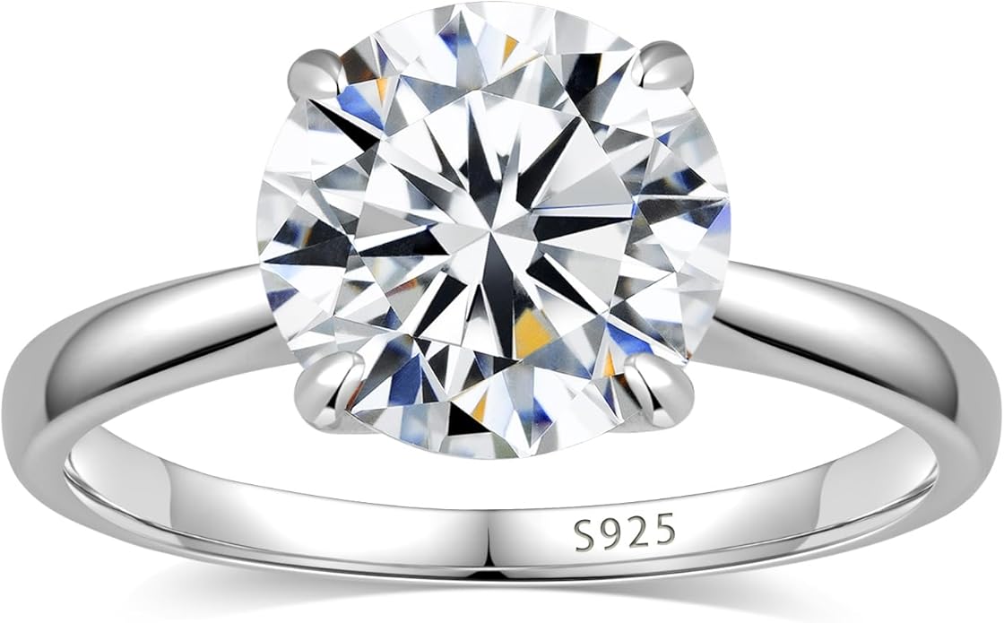 Moissanite Engagement Rings for Women,Promise Rings 925 Sterling Silver with 18K Yellow/White Gold Plated,D Color VVS1 Wedding Band Moissanite Ring 0.5/1/1.5/2/3/4CT