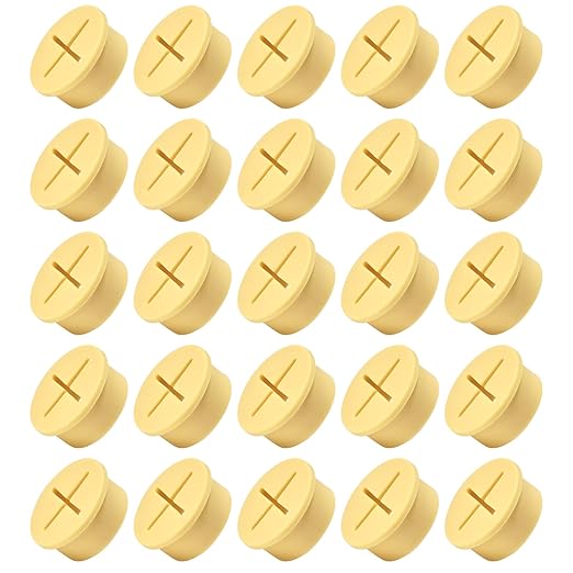 20Pcs Desk Grommet, 1" (25mm) Yellow Silicone Cord Hole Cover, Flexible Rubber Wire Grommets, Wall Grommets for Cables Management, Table, Countertop, Cabinets and Furnitures Wire Organizer