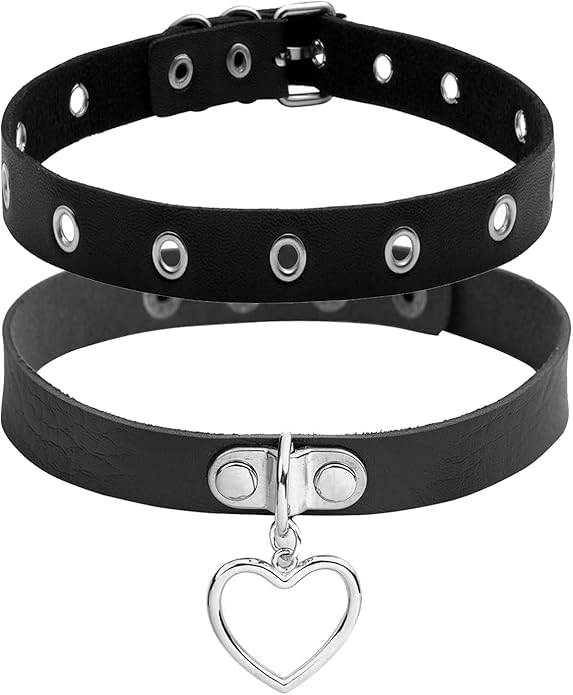 Eigso Vintage Punk Goth Studded Rivet Pu Leather Collar Choker Necklace with Spikes Adjustable