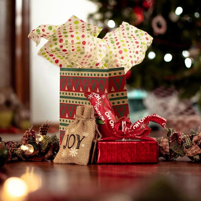 Lulu Home Christmas Gift Bags, 24 Pieces Medium Christmas Kraft Paper Bags with Handle