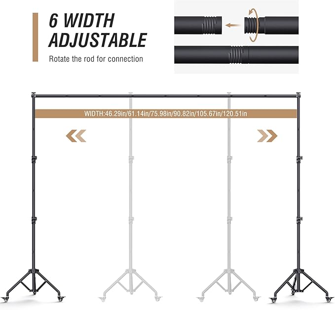Backdrop Stand with Wheels 10x7.5Ft (WxH), Photo Backdrop Stand Easy to Move,Heavy Duty Back Drop Adjustable Stand for Parties,Banner Stand Photography and Video Studios