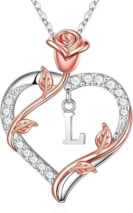 Iefil Valentines Day Gifts for Her - 925 Sterling Silver Heart Initial Necklace, Anniversary Birthday Gifts for Women, Jewelry Gift for Wife Girlfriend