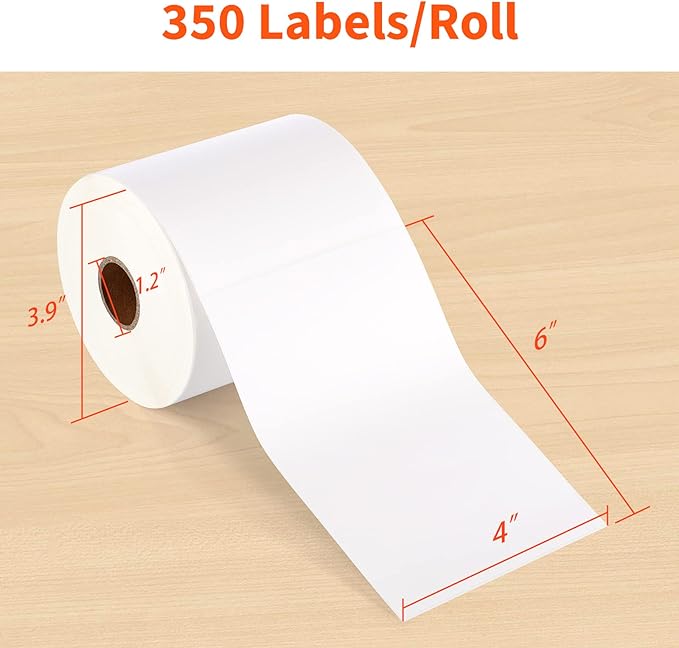 JADENS 4x6 Thermal Labels - 350 Labels, Compatible with Rollo, Brother, Zebra and Most Thermal Printer, Perforated, Commercial Grade, Doesn't Compatible with Dymo