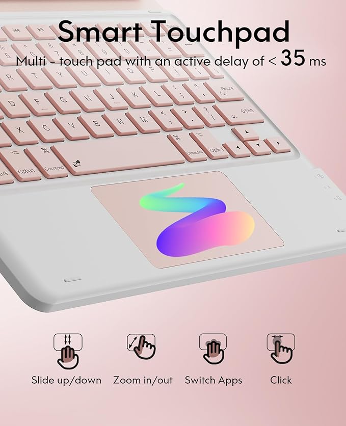 GreenLaw Keyboard Case for iPad Air 11-inch (M3/M2) 2025/2024 & Air 4th/5th Gen & iPad Pro 11 inch (1st/2nd/3rd/4th Gen), Smart Touchpad, 7-Color Backlit, Stain Resistant Cover, Blush Pink