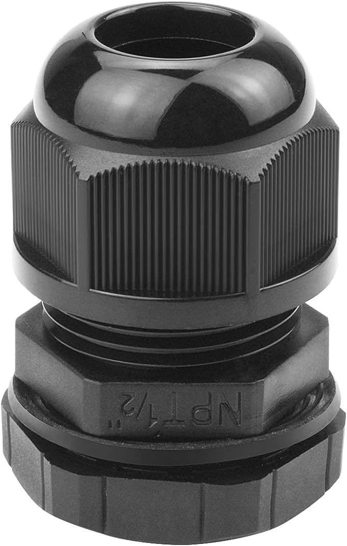 XHF 10 Pcs 1/2" IP68 Strain Relief Nylon Cord Grip Waterproof NPT Cable Glands Adjustable UL Listed and RoHS Compliant (Black)