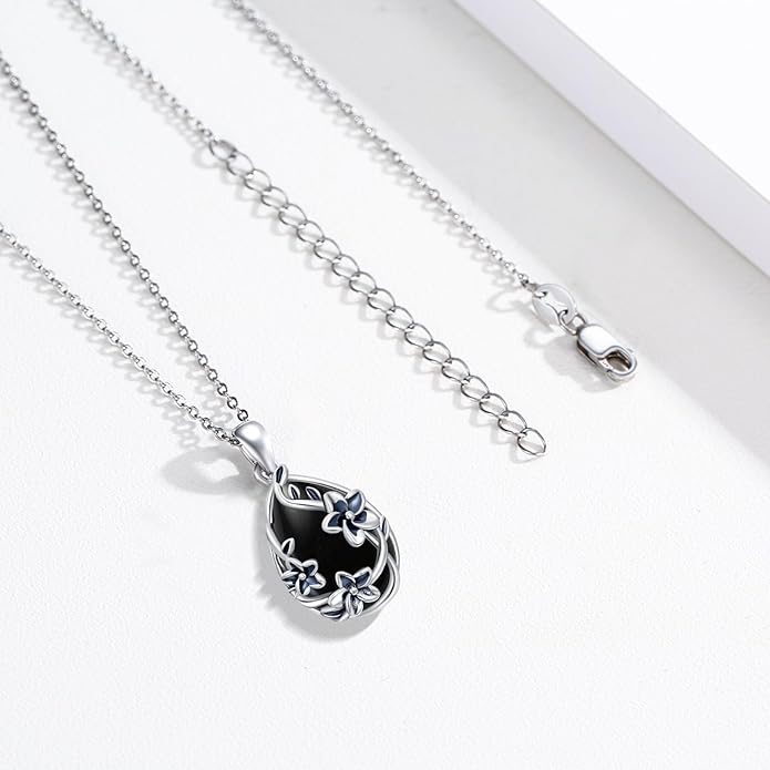 JUSTKIDSTOY Moonstone Necklace 925 Sterling Silver Teardrop Pendant Necklace Jewelry Gifts for Women Girls