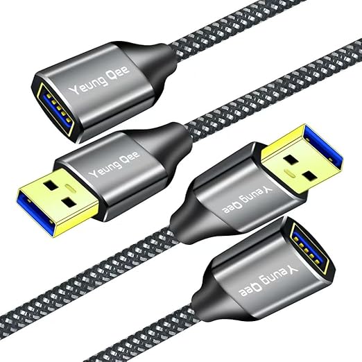 USB 3.0 Extension Cable 1 ft,5Gbps High Speed USB 3.0 Type A Male to Female Extension Cord,USB Extension Lead Compatible with USB Flash Drive, Hard Drive, Card Reader,Scanner,Keyboard (1FT,2 Pack)