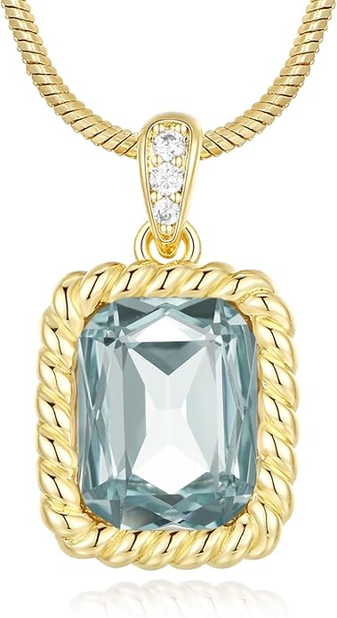 Valentine's Day Gifts for Her-18K Gold Plated Dainty Square Crystal Birthstone Necklace,Gold Jewelry for Women,Anniversary Birthday Gifts for Women Her Wife Girlfriend Mom Womens Necklace Jewelry