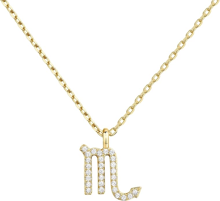PAVOI 14K Gold Plated Cubic Zirconia Astrology Necklaces for Women - Zodiac Pendant Jewelry Gifts - Zodiac Sign Pendant Necklaces