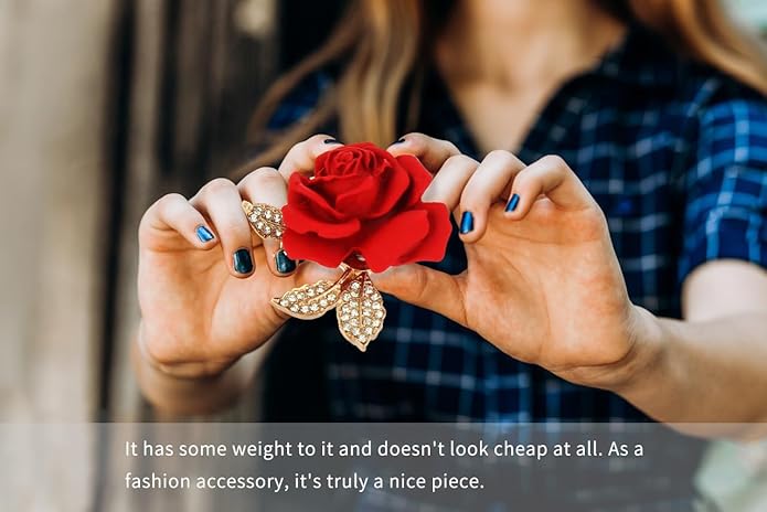 A set of two crystal red rose brooches, featuring elegant enamel floral brooches set with synthetic crystals. This stylish accessory perfectly complements parties, balls, weddings, Valentine's Day gifts, and other occasions, making it an ideal gift for...