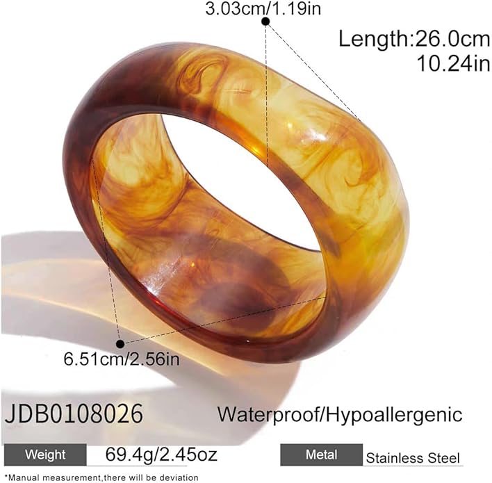 2Pcs Irregular Acrylic Bangle Set - Open & Closed Cuff Bracelets Fashion Jewelry for Women, Trendy Chunky Resin Bracelets New Year's gift