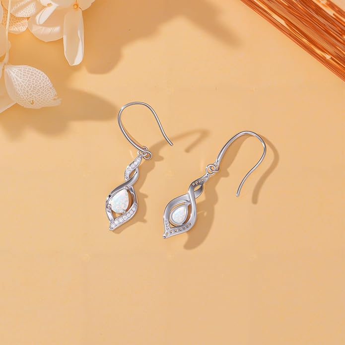Birthstone Earrings for Women 925 Sterling Silver Infinity Love Jewelry Valentines Day Birthday Gifts for Her Mom Wife Girlfriend