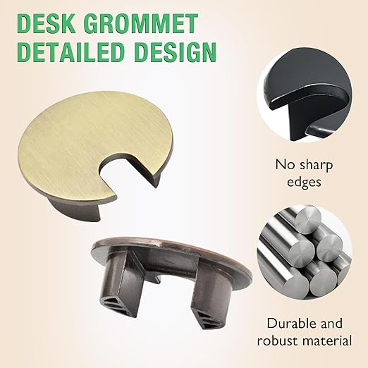 2 Pcs Desk Grommet 1-3/8" / 35 mm, Desk Cord Hole Cover, Cable Grommet Metal Zinc Alloy Materilal, Desk Hole Grommet for Home & Office Pc, Detachable Cable Cord Organizer-Copper Red