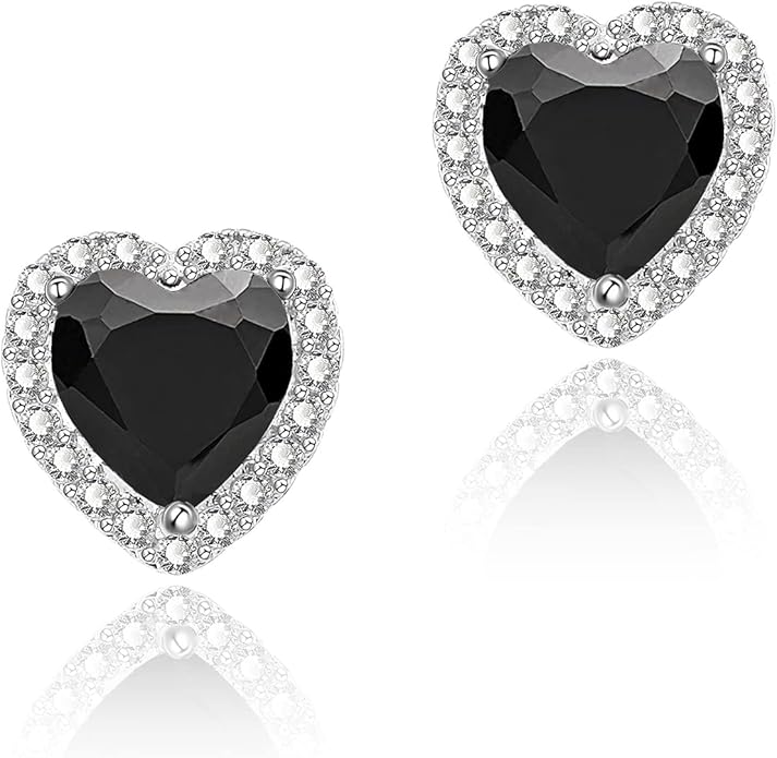 YOMELA Cubic Zirconia Earrings Studs, Halo CZ Birthstone Simulated Diamond Stud Earrings for Women
