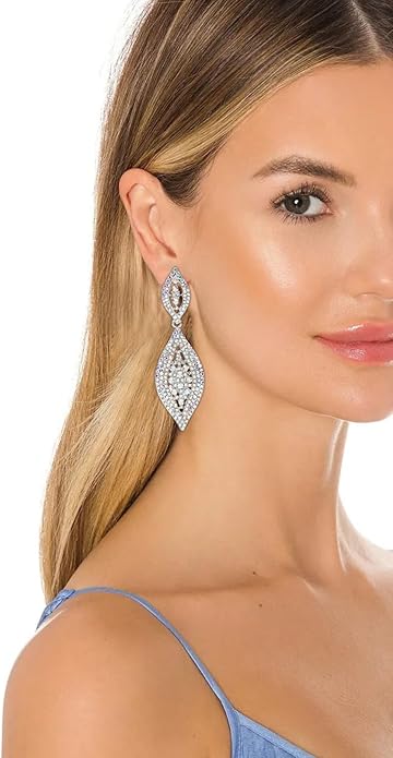 Elegant Rhinestone Dangle Earrings Crystal Wedding Bridal Long Dangling Drop Earrings Chandlier Earrings for Women Bridesmaid
