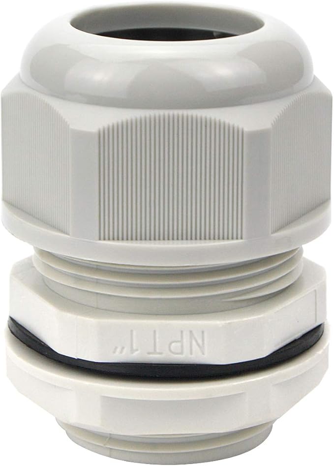 XHF 20 Pcs 1" IP68 Strain Relief Nylon Cord Grip Waterproof NPT Cable Glands Adjustable UL Listed and RoHS Compliant (Grey)