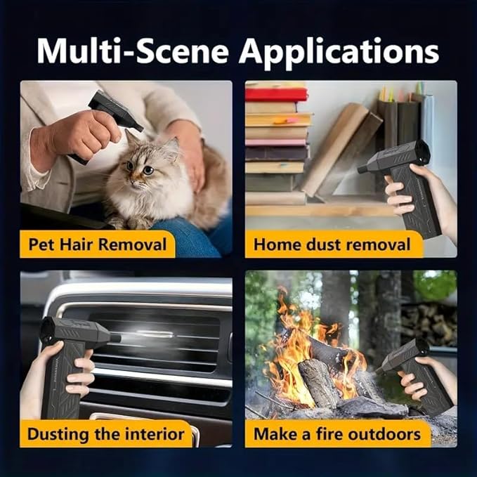 Compressed Air Duster Kit 130,000 RPM Electric Air Duster 4-Gear Adjustable Cordless Air Blower Rechargeable for Computer, Keyboard, House, Outdoor and Car
