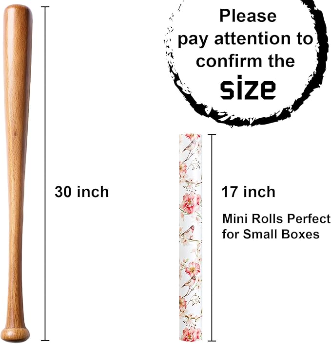 MIMUTI Watercolor Floral Wrapping Paper - Mini Roll - 17 Inch x 33 Feet - Red Gift Wrap with Flower and Bird Design for Girls, Wedding, Mother’s Day, Birthday, Valentine’s Day