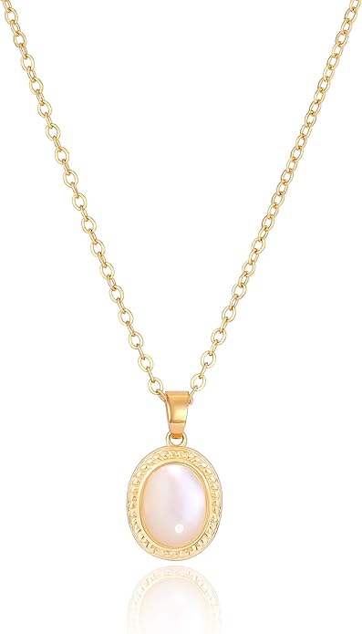 Aobei Pearl 18K Gold Plated Moon Star Lion Evil Eye Love Heart Cross Pendant Necklace Medallion Paperclip Chian Choker Layering Jewery for Women