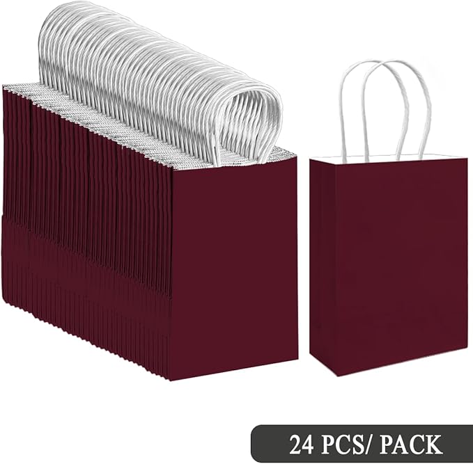 qiqee 30PCS Medium Gift Bag with Handles Bulk 11"x5"x8" Gift Bags Coffee Bags Multiple Uses (Medium Size)