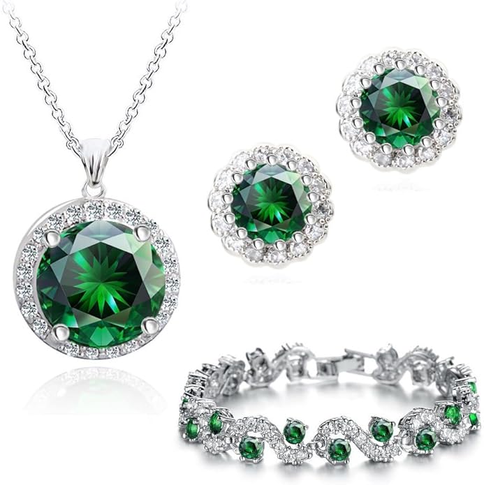 Crystalline Azuria Jewelry Sets For Women Wedding Jewelry Sets Bridal Jewelry Set With Necklace And Earring For Bride Cubic Zirconia Bridesmaid Jewelry