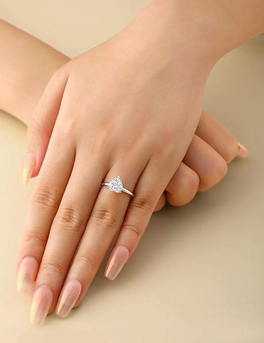 Elspeth 925 Sterling Silver Heart Engagement Ring for Women Heart Cut Cubic Zirconia Promise Ring Size 4-10