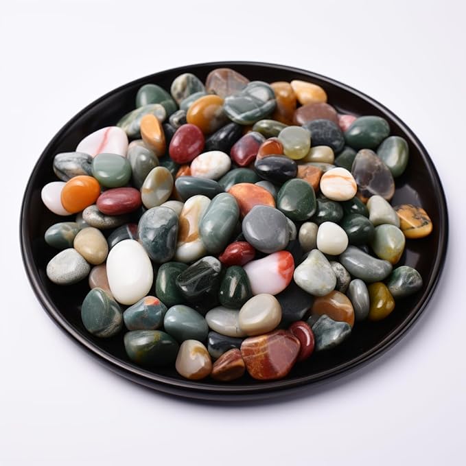 Polished Ocean Jasper Crystal Chips 200 Pcs - 0.3" 10 oz Tumbled Stone Chips Crushed Sea Glass Stones Healing Reiki Crystal Making Home Decoration,0.3" inches