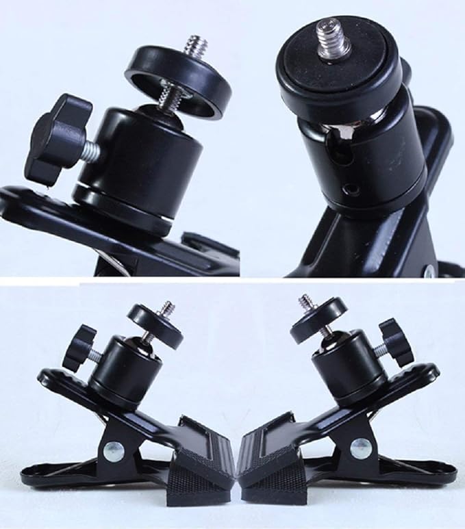SLOW DOLPHIN Tripod Clip Clamp Mount Flash Reflector Holder for Studio Backdrop Camera with 360 Swivel Tripod Mini Ball Head Standard 1/4" Screw,SLR, Digital SLR, Video Came(2PACK)