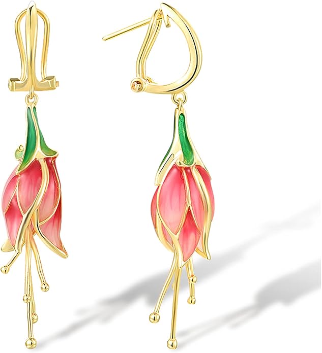 Santuzza Sterling Silver Enamel Tulip Earrings for Women