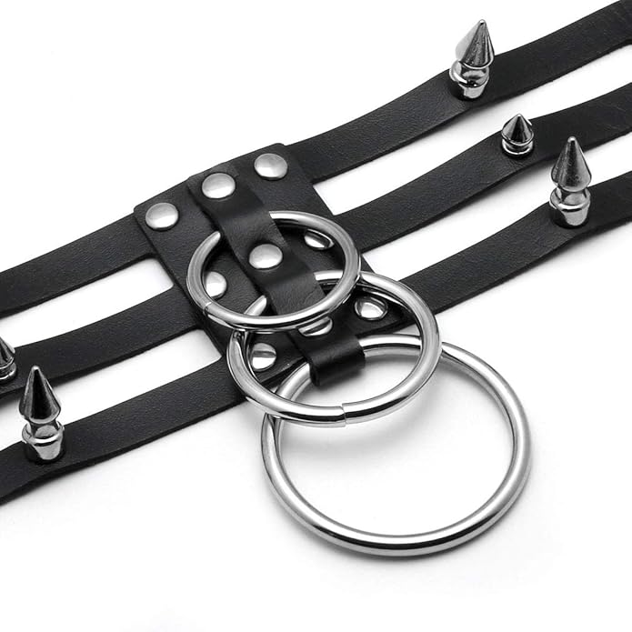 Eigso Vintage Punk Goth Studded Rivet Pu Leather Collar Choker Necklace with Spikes Adjustable