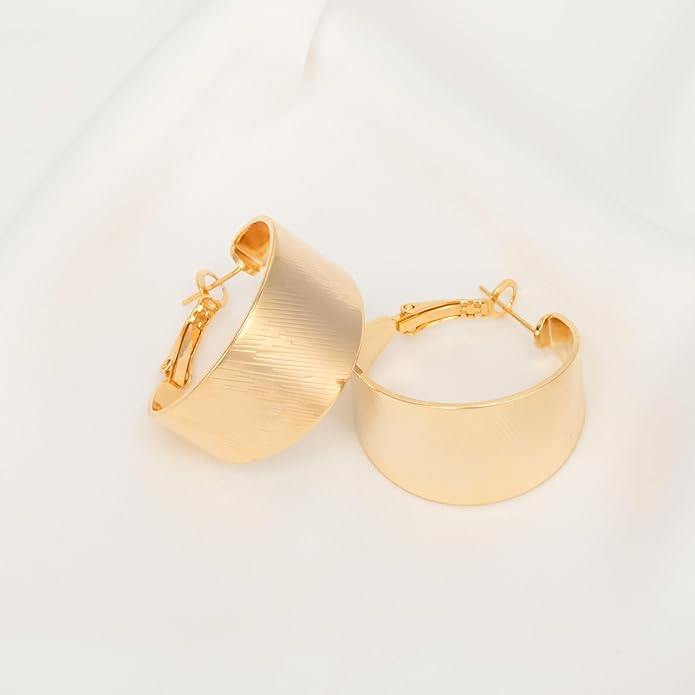 Big Chunky Gold Hoop Earrings for Women Trendy 14K Gold Plated Large Thick Gold Hoops