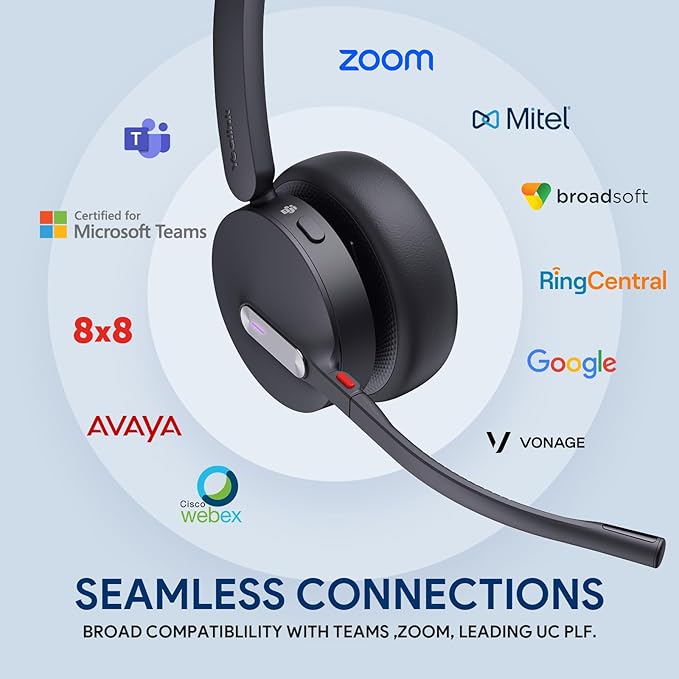Yealink WH64 Hybrid DECT& Bluetooth Wireless Headset, 492ft Range Mono Teams UC Headphones with DECT Dongle & Charging Stand, 3X Mic, 26H Talk Time,Portable Single Headsets for PC,Cellphone,Laptop