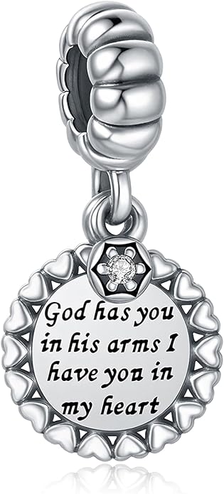 925 Sterling Silver Charms Fit Pandora Charms Bracelet God Has You In His Arms I Have You In My Heart Fit Wife Daughter Mother's Day Christmas Birthday Gift