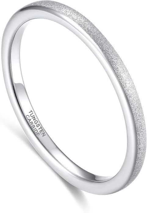 Greenpod 2mm 4mm 6mm Tungsten Wedding Bands Ring for Women Men Rose Gold Plated/Silver/24K Gold Plated/Black Polished Slim Engagement Promise Rings Comfort Fit Size 4-13