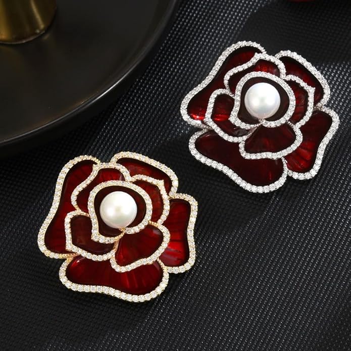 Flower Brooch for Women Rhinestone Flower Brooch Pins Floral Brooches Jewelry Gift for Mom Wife