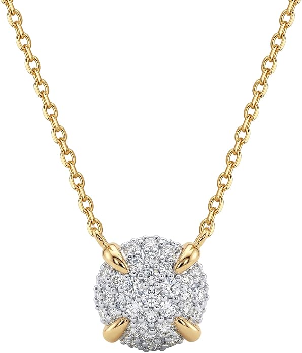 MEVECCO Dainty Gold Necklace For Women 18k Gold Plated Full CZ Pendant Necklace Handmade Necklace Jewelry Everyday Wear