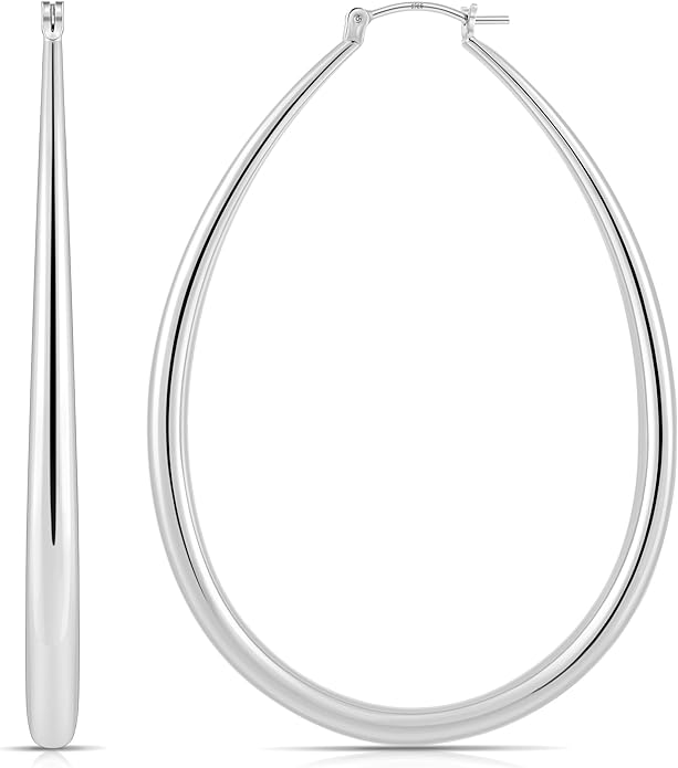 Gacimy Chunky Hoop Earrings for Women, 14K Gold Plated Oval Hoop Earrings with 925 Sterling Silver Post