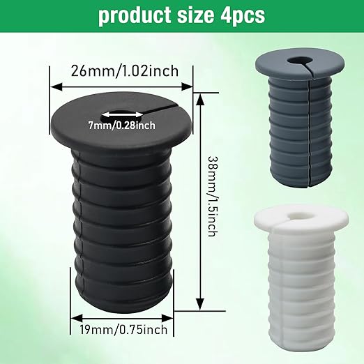 4pc Starlink Cable Grommet 3/4" Silicone Anti-Slip Wall Hole Pass Through Split Cable Bushings for TV Wire Ethernet Cord, Starlink Cable Routing Kit Accessories,38mm/1.5"Ht, Black