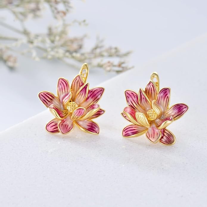 VONALA Flower Earrings for Women 925 Sterling Silver Rose/Lotus/Scottish Thistle/Tulip/Lilac/Mushroom/Pineapple Dangle Drop Earrings Flower Jewelry Gifts for Women Girls Birthday Gifts