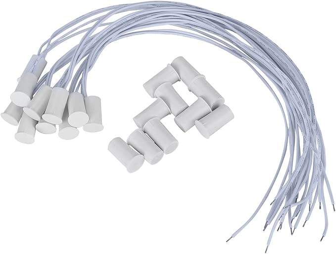 10Pcs 100VDC Recessed Door Sensor, 15mm-5mm Door Magnetic Reed Switch for Home Security Alarm Systems, Door Magnetic Sensors for Alarm Control Panels GND Port and N.C. Port