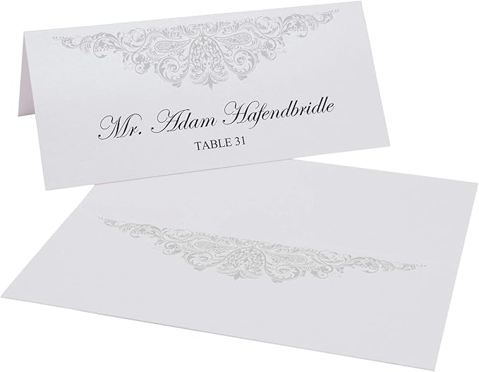 Paisley Printable Place Cards, Silver (Choose Color), Set of 150 (25 Sheets), Laser & Inkjet Printers - Wedding, Party, Dinner, and Special Events - Made in the USA