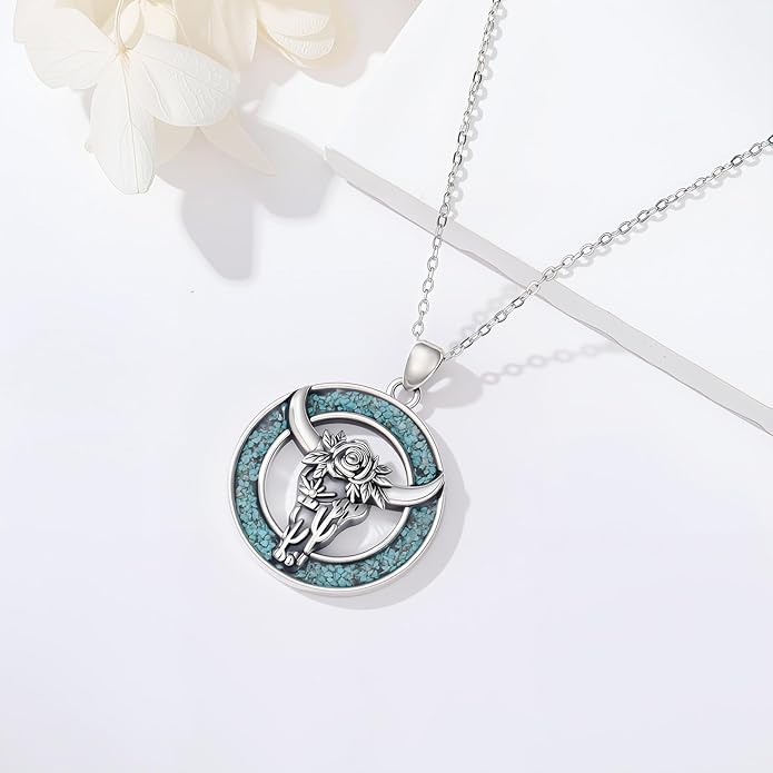 Western Cowboy Necklace 925 Sterling Silver Horseshoe Pendant Western Jewelry Cowgirl Gifts for Women Girlfriend Cowboy Cowgirl