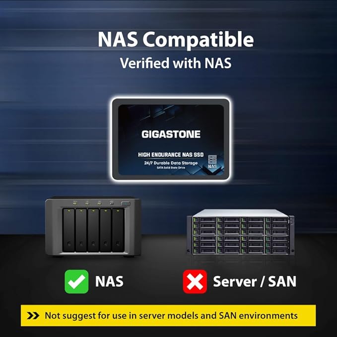 Gigastone 2TB NAS SSD Drive (24-Pack) 24/7 Durable TLC High Endurance RAID Data Storage Network Attached Storage 2.5" SATA Internal Solid State Hard Drives