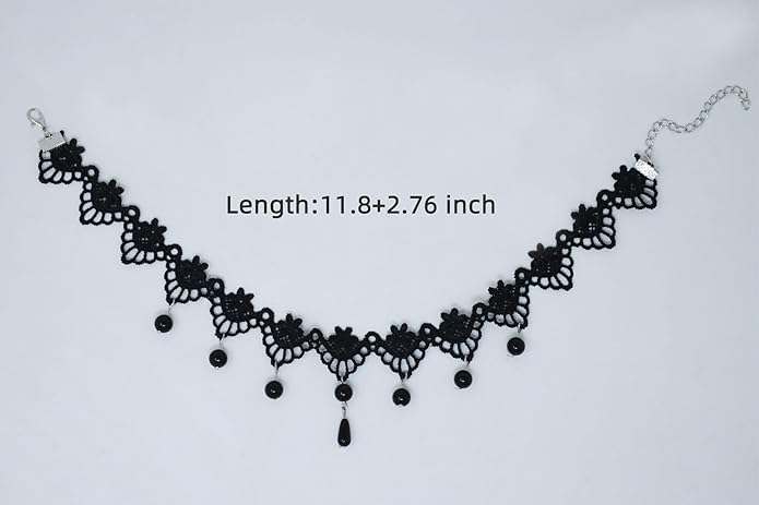 Lace Choker Black Necklace with Necklace Extender, Choker Necklace for Women Adjustable Gothic Jewelry Gifts for Her