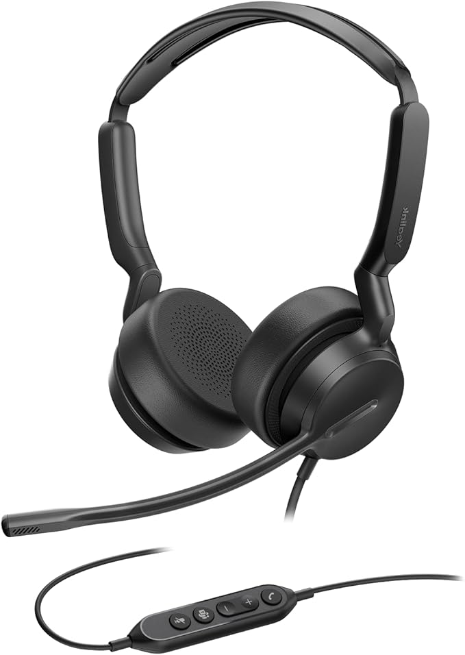 Yealink UH42 USB Headset with Microphone for PC Computer, Wired Headphones Teams Certified, Noise Cancelling Mic, in Line Control, Mute Button, Cable Length 7.05FT, All Day Comfort