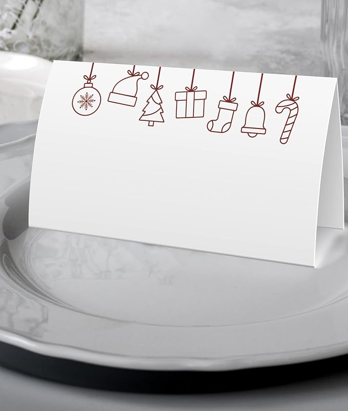 Christmas Food Tent Labels (25 Pack) - Table Place Cards - Perfect for Banquet, Buffet Food Label, Party
